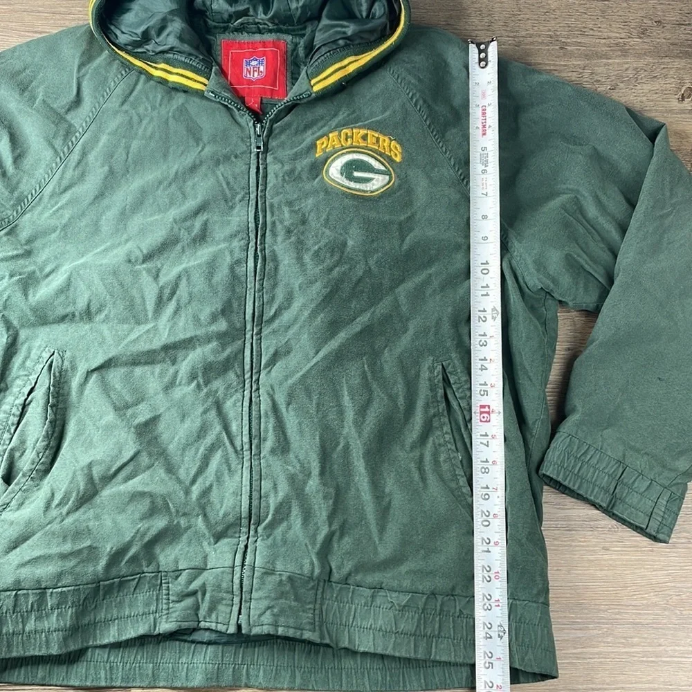 NFL Vintage Mens Green Bay Packers Hooded Zip Up Jacket, size large